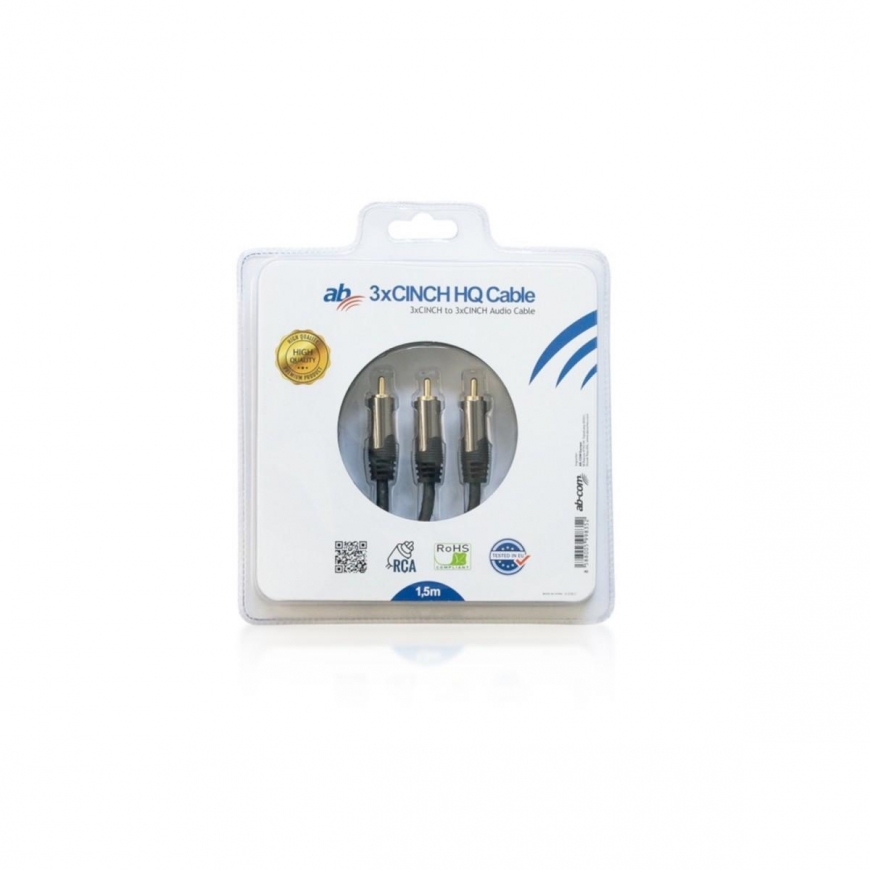 CINCH 3 x RCA to 3 x RCA Cable Audio Video 1.5m AB-COM VCR DVD TV RCA – 3