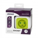 Orno 4-way cube extension with 2xUSB charger 1.4 m green