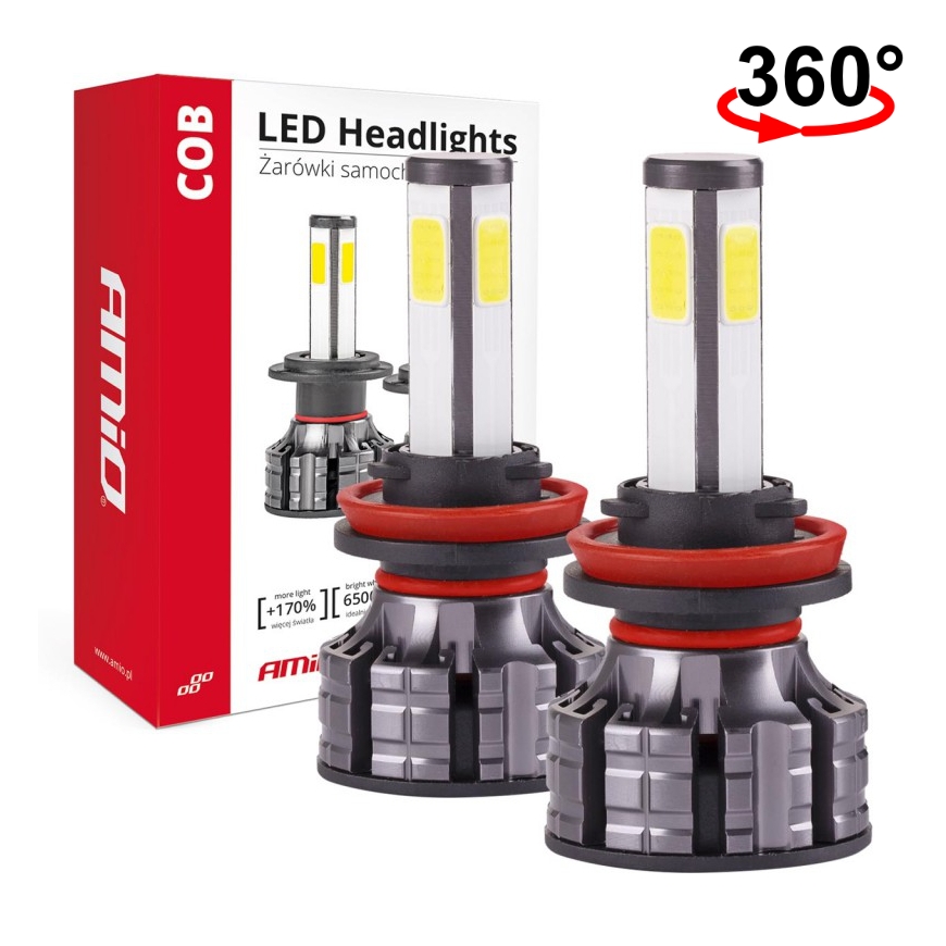 Cob 4side amio led car bulbs h8 / h9 / h11 – 2