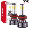 Cob 4side amio led automobilių lemputės h8 / h9 / h11