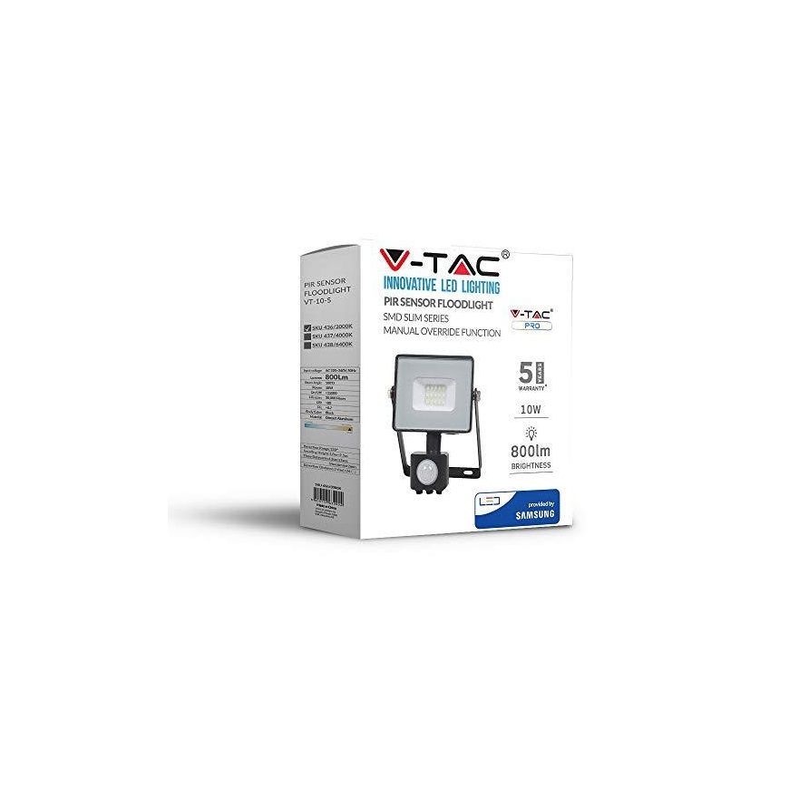 V-TAC lamp SMD PIR LED VT-10-S 10W lamp SAMSUNG CHIP-SKU436 sensor – 2