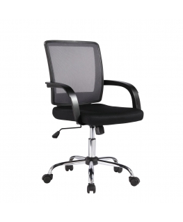 Office chair VISANO 57x56.5xH88 / 95.5 cm, seat: artificial leather, color: black, backrest: mesh, color: black