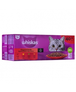 WHISKAS Klasiskās maltītes mērcē - mitrā kaķu barība - 40x85 g