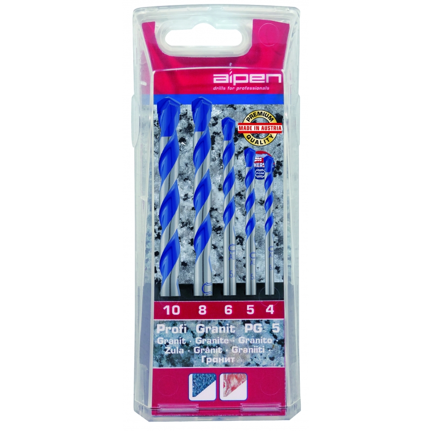 Drilled Estuche Brocas Alpen Granito 5 Piezas