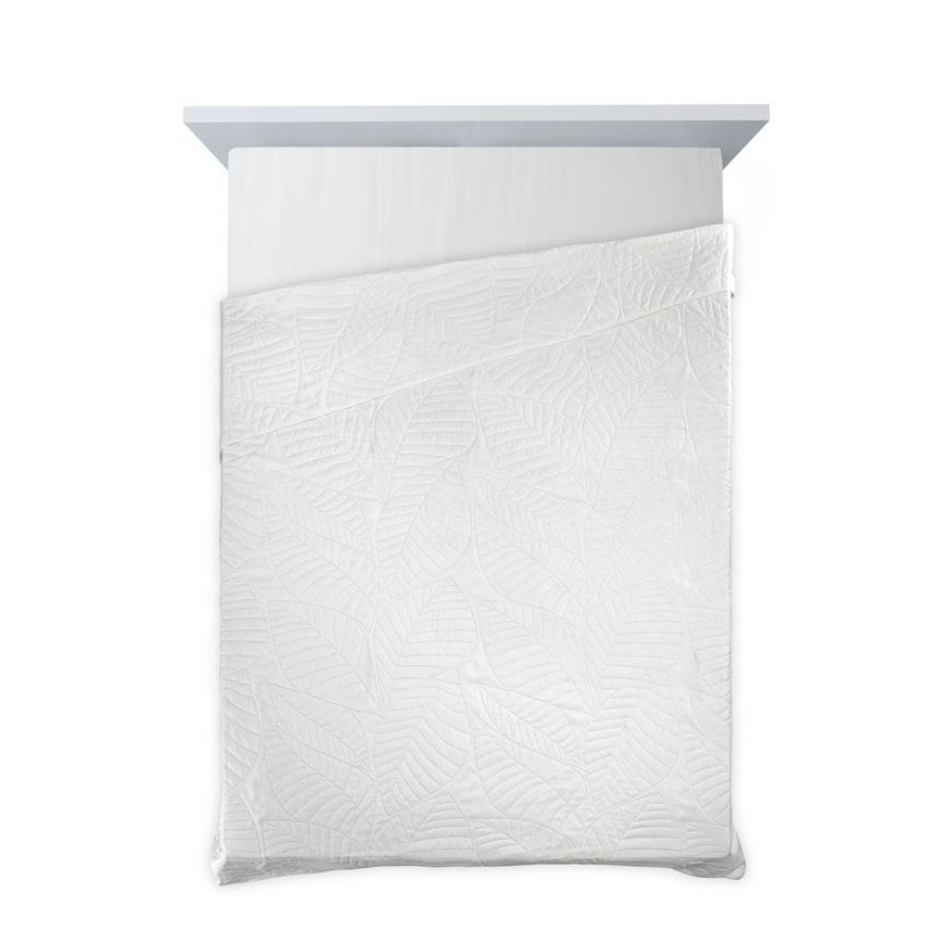 Eurofirany DESIGN 91 BONI / 6 Lovatiesė, dygsniuota karšto spaudimo būdu su lapų raštu, 170X210 cm, spalva: balta – 3