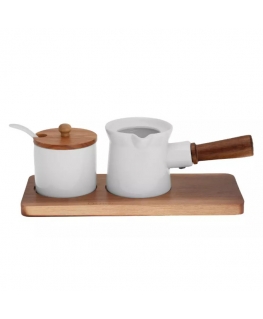 Komplekt suhkru- ja piimakauss, portselan - akaatsiapuu, Kassel 93559