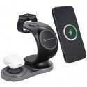 Forcell 3in1 P 15W Wireless Qi Charger Stand with Magsafe for Smartphone / Smartwatch / TWS Headset Black Forcell 3in1 P 15W Wireless Qi Charger Stand with Magsafe for Smartphone / Smartwatch / TWS Headset Black