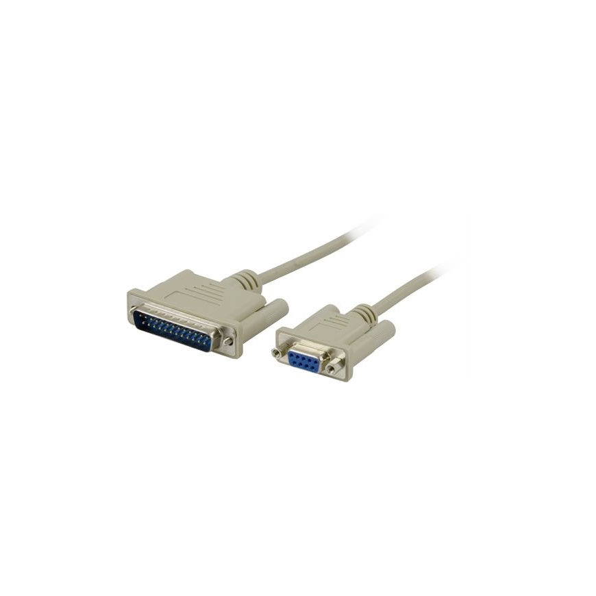 Deltaco DEL-34 serijinis kabelis Pilka 3 m DB9 DB25