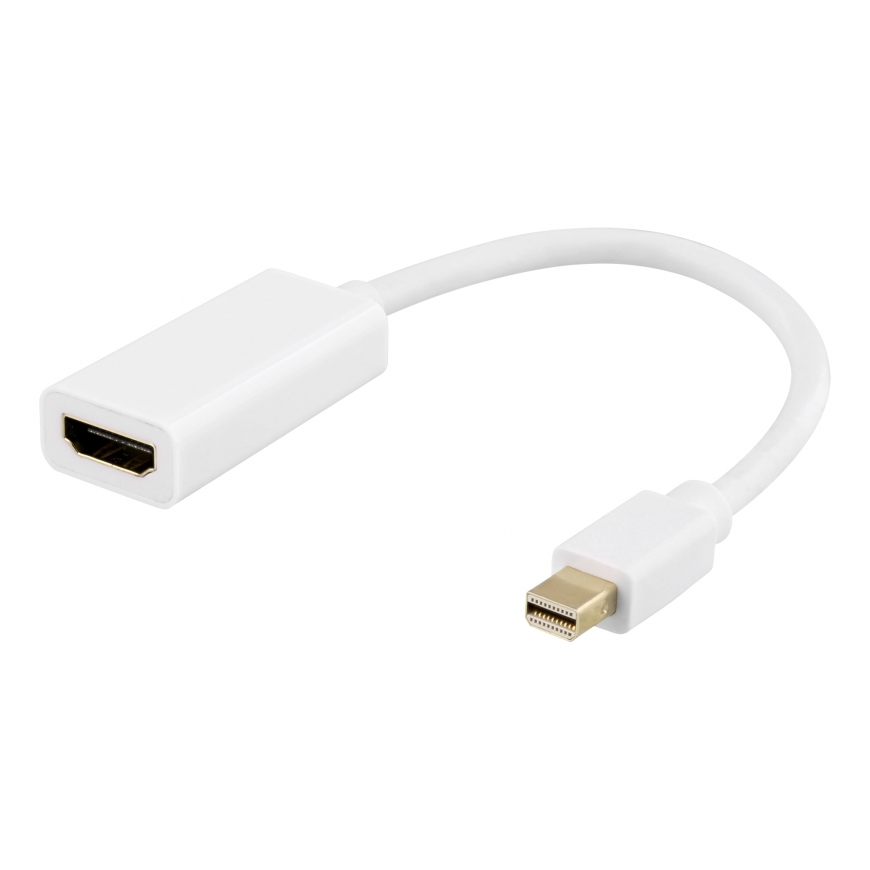 Deltaco DP-HDMI46 videokaapeli-adapteri 0,2 m Mini DisplayPort HDMI-tyyppi A (vakio) Valkoinen