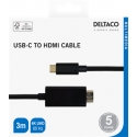 Deltaco 00140023 video kabeļu aksesuārs 3 m HDMI Type A (Standard) USB Veids-C