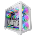 Mars Gaming MCV3 White Custom XXL E-ATX Gaming Tower Front and Side Tempered Glass Window Dual Chamb