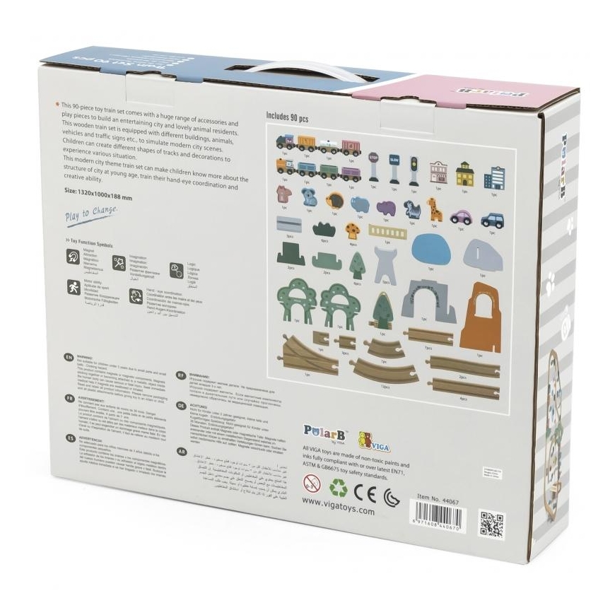 Viga Toys Žaislinė medinė traukinių trasa 90 detalių PolarB Viga – 2