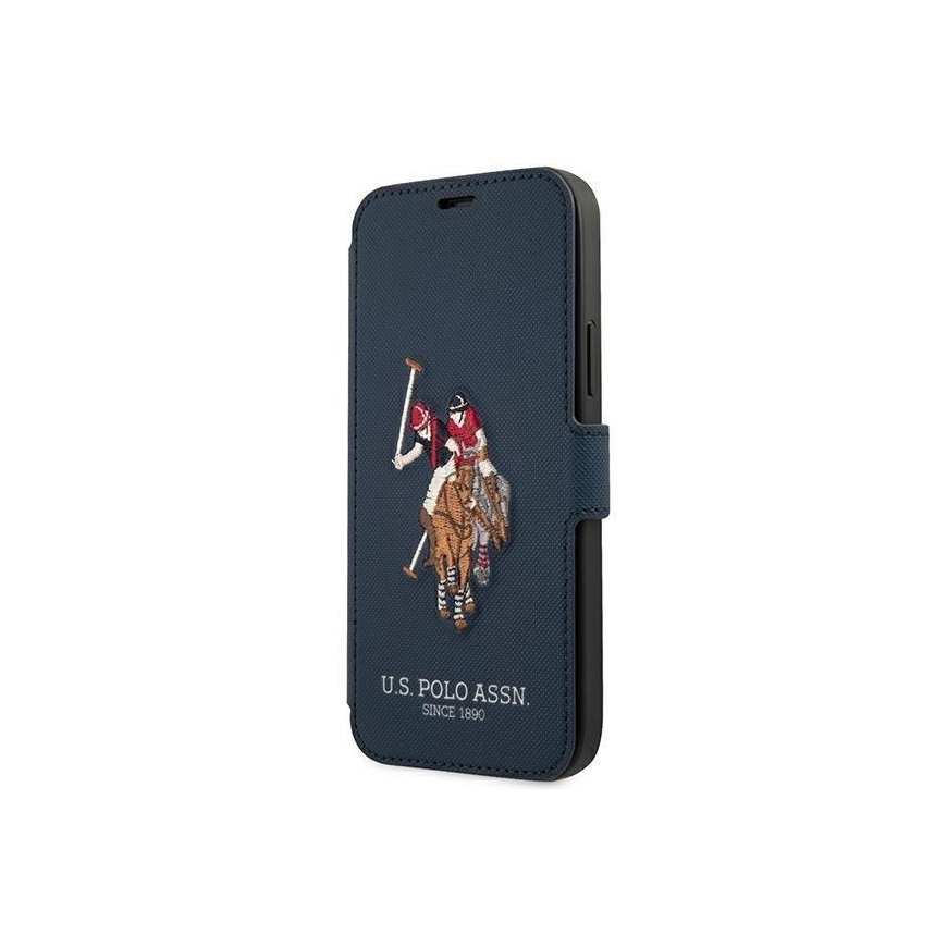 Dėklas Us Polo Assn JAV polo USFLBKP12LPUGFLNV iPhone 12 Pro Max 6,7 colių granatas/navy knyga Polo siuvinėjimo kolekcija