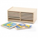 Wooden puzzles 12 boards of 4 puzzles each in Viga Toys stand Wooden puzzles 12 boards of 4 puzzles each in Viga Toys stand