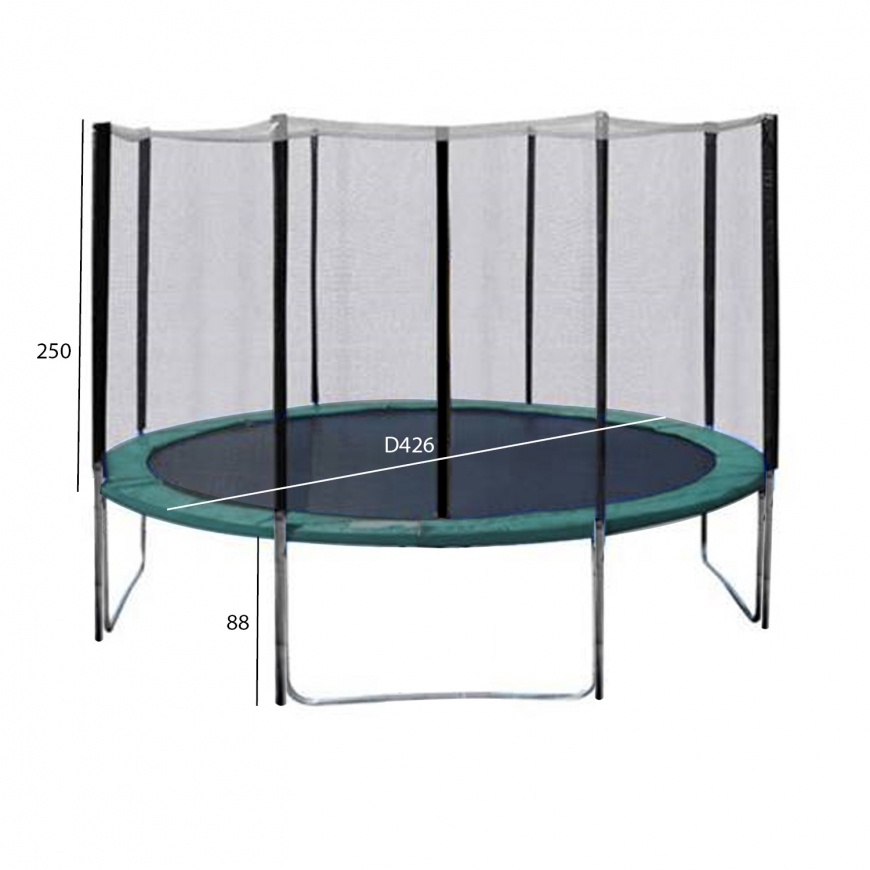 Batuut turvavõrguga D426cm, rohelise äär – 2
