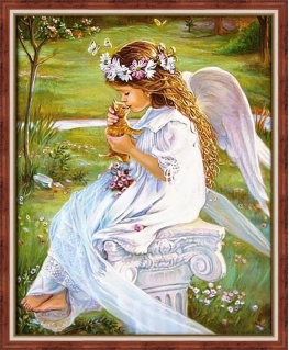 Beldizart Diamond painting set "Angel with a kitten" 40*50 cm AM4017