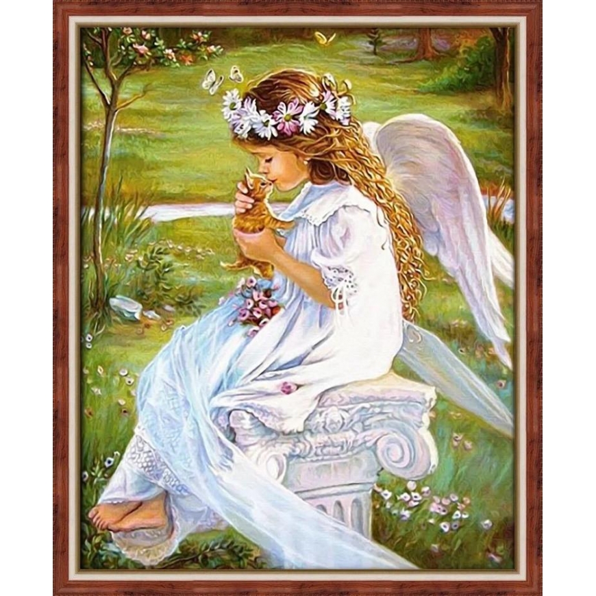 Beldizart Diamond painting set "Angel with a kitten" 40*50 cm AM4017