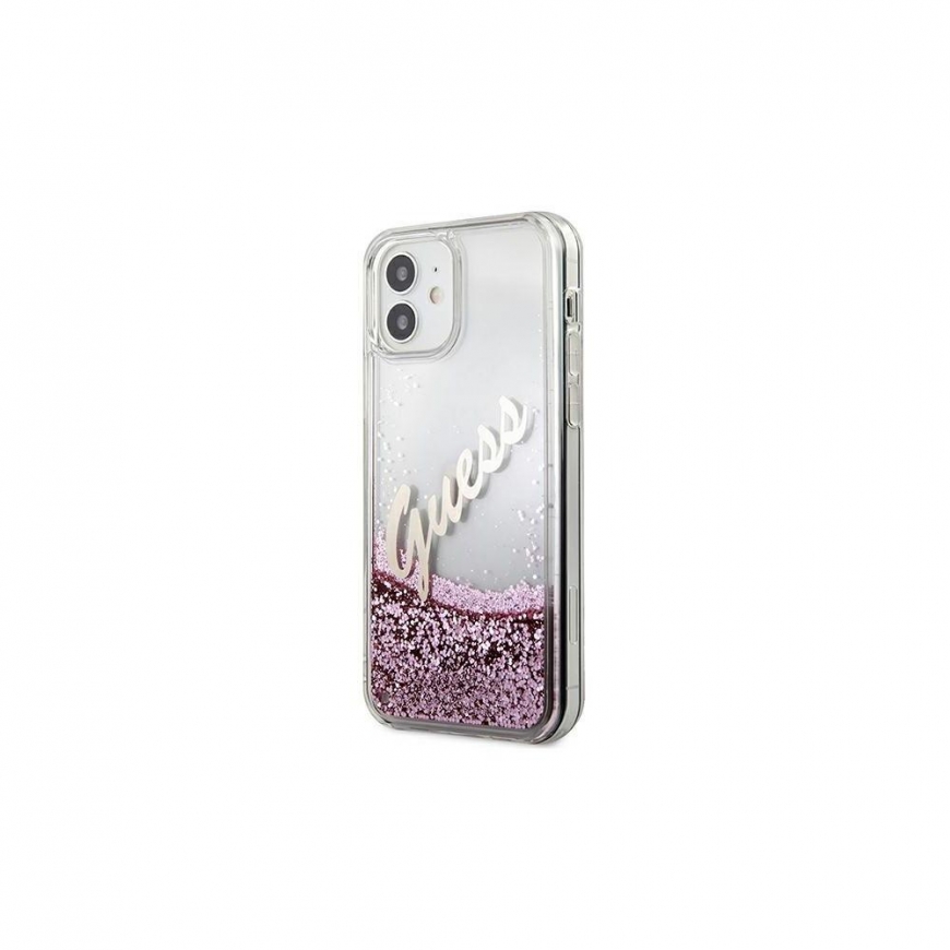 Guess Spėjimas DĖKLAS spėjimas GUHCP12SGLVSPI „Apple iPhone 12 mini“ rožinė/rožinis hardcase „Glitter Vintage Script“ – 2
