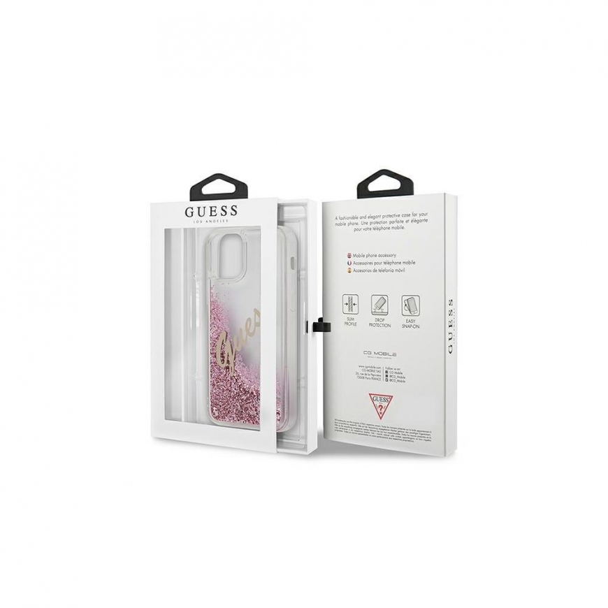 Guess Guess CASE Guess GUHCP12SGLVSPI Apple iPhone 12 mini Pink/Pink Hardcase Glitter Vintage Script – 5
