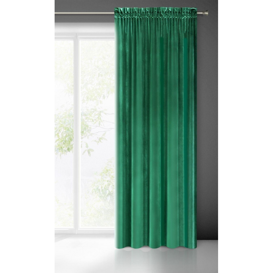 Soft and shiny velvet night curtain Eurofirany SAMANTA 140X300 cm, tape / tunnel / hooks, color: dark green – 2