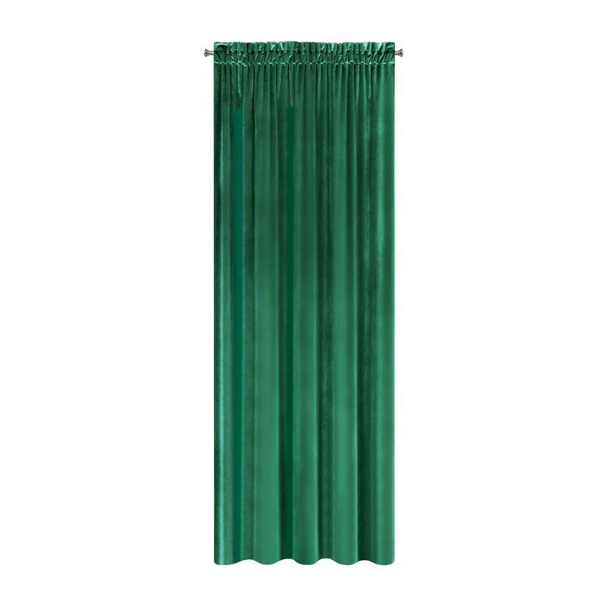 Minkšto ir blizgaus aksomo naktinė užuolaida Eurofirany SAMANTA 140X300 cm, juosta / tunelis / kabliukai, spalva: tamsiai žalia – 3