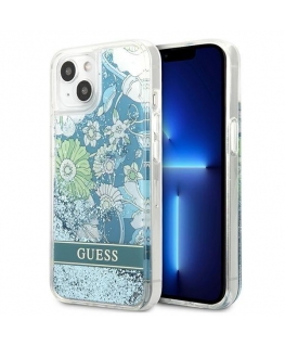 Guess GUHCP13MLFLSN iPhone 13 6.1" žalias/žalias hardcase Flower Liquid Glitter