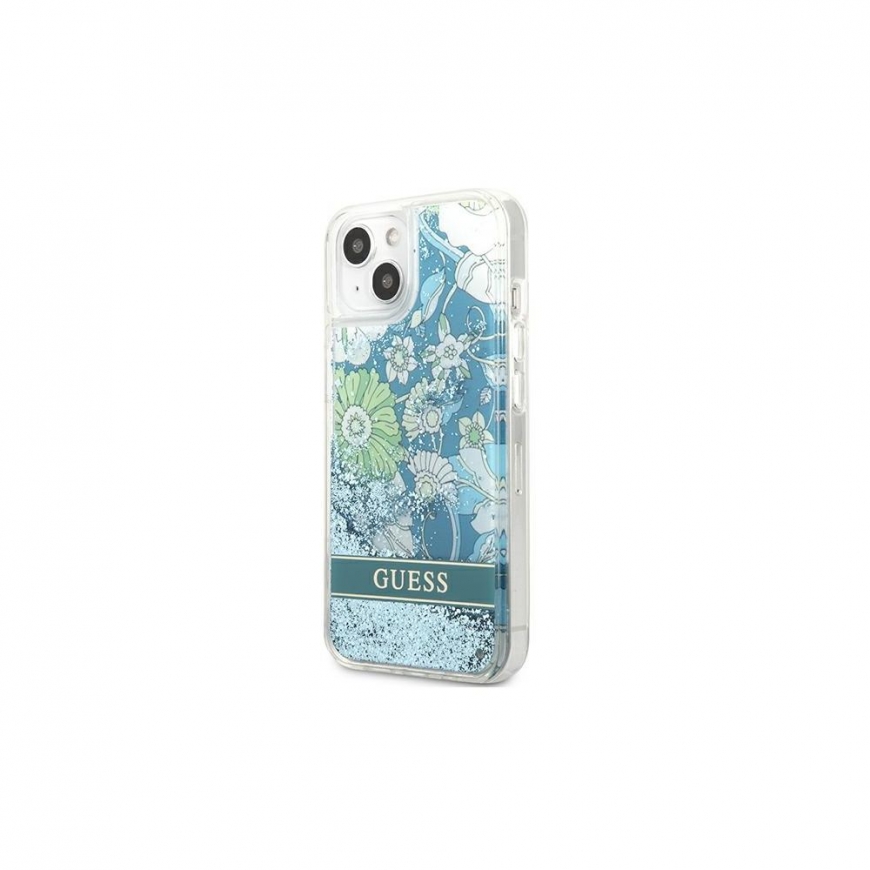 Guess GUHCP13MLFLSN iPhone 13 6.1" žalias/žalias hardcase Flower Liquid Glitter – 2