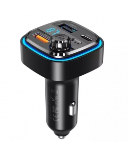 XO BCC08 Bluetooth FM / MP3 Трансмиттер + 2x USB QC 3.0 3.1A + USB-C PD 20W быстрая арядка USB Play Черный