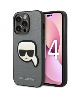 Case Karl Lagerfeld KLHCP14XSAPKHG iPhone 14 Pro Max 6.7 Silver/Silver Hardcase Saffiano Karl Head Patch