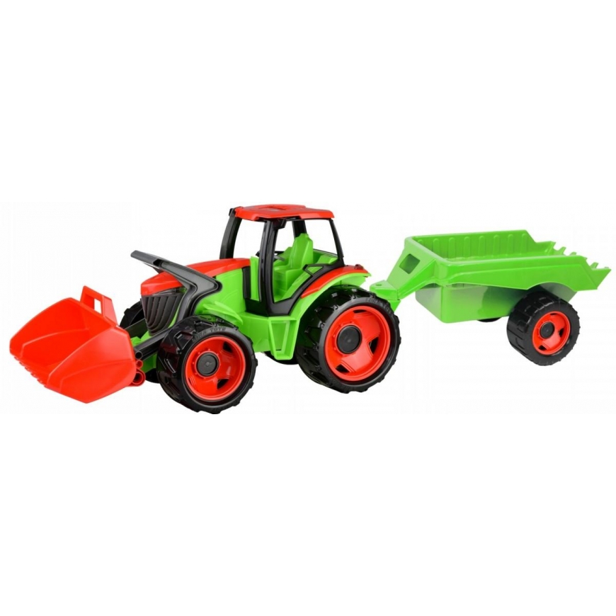 Lena Vehicle Tractor with bucket and red-green trailer