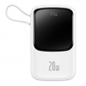 Powerbank Baseus Qpow PRO with cable, USB-C, 2xUSB, 10000mAh, 20W (White) Powerbank Baseus Qpow PRO with cable, USB-C, 2xUSB, 10000mAh, 20W (White)