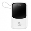 Powerbank Baseus Qpow PRO with cable, USB-C, 2xUSB, 10000mAh, 20W (White) Powerbank Baseus Qpow PRO with cable, USB-C, 2xUSB, 10000mAh, 20W (White)