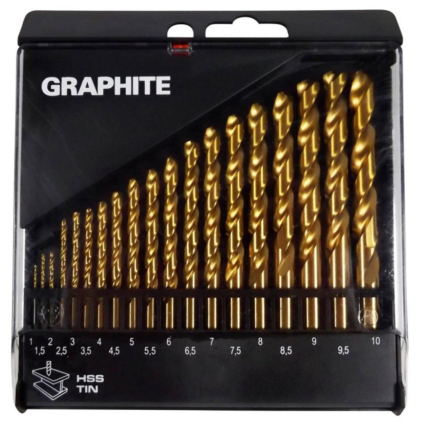 Graphite Grafito metalo grąžtas, titano cilindrinis 1,5 2 7 4,5 4 5,5 5 1 3 2,5 3,5 6 10 6,5 7,5 8 8,5 9 9,5 mm rinkinys (57H199 – 3