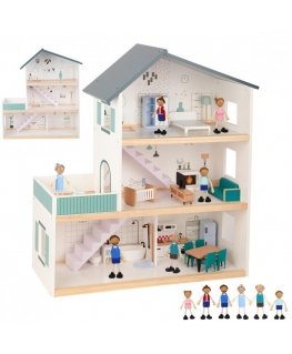 Tooky Toys TOOKY TOY Large wooden dollhouse + FSC figures