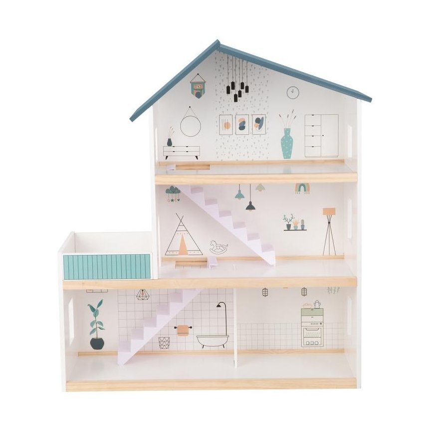Tooky Toys TOOKY TOY Didelis medinis lėlių namelis + FSC figūrėlės – 3