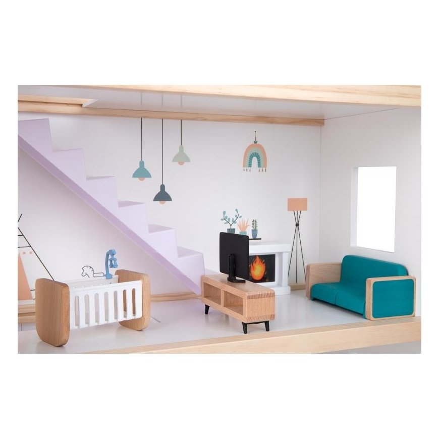 Tooky Toys TOOKY TOY Large wooden dollhouse + FSC figures – 5