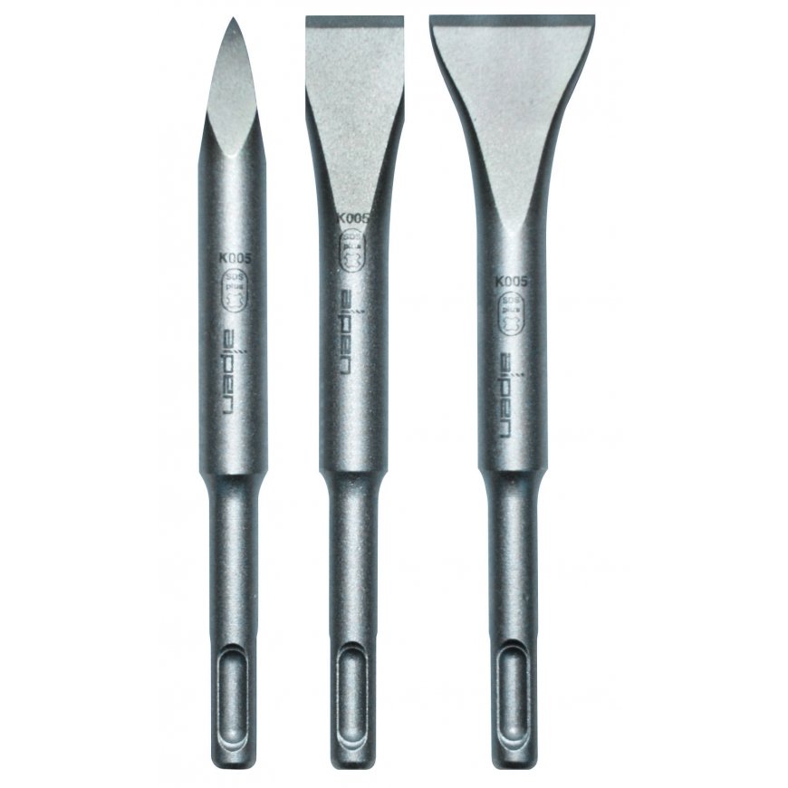 alpen Flat Chisel 20 x 140 MM, SDS- plus Kurzmeißel - 30 x 140 MM, Pointed, 140 MM 3-Piece Set in Gewerbepack 98000013100 – 2