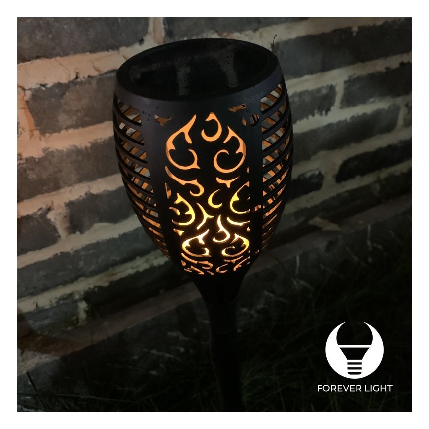 Forever Solārais IP65 Dārza Dekora Liesmu gaismeklis 96 LED ar īstu uguns efektu 1500mAh batereju 9x78cm Melns – 4