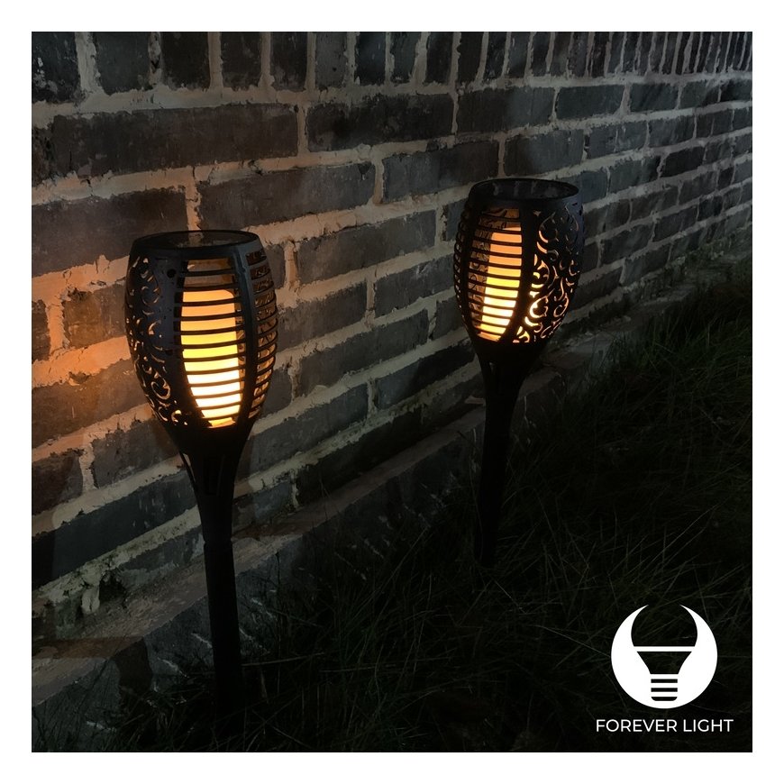 Forever Solar IP65 Garden Decor Flame Light 96 LED with real fire effect 1500mAh battery 9x78cm Black – 5