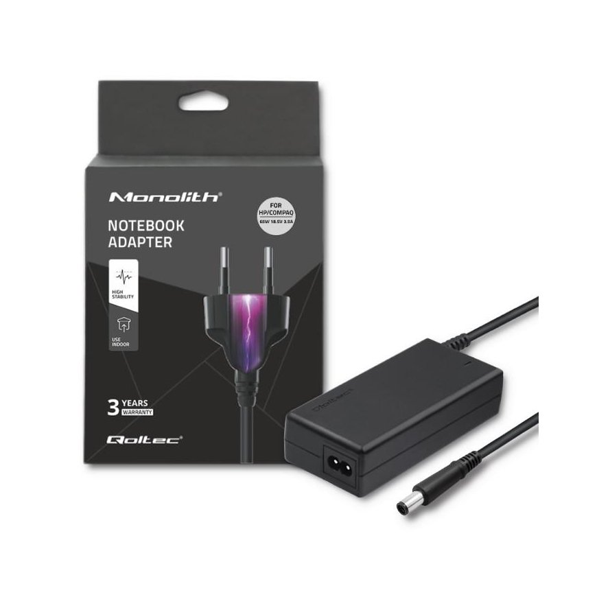 QOLTEC 50084 Laptop AC power adapter HP Compaq 90W 18.5V 4.9 A 7.4x5.0+pin