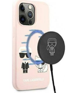 Karl Lagerfeld KLHMP13LSSKCI iPhone 13 Pro / 13 6.1" hard case light pink/light pink Silicone Ikonik Karl & Choupette Magsafe