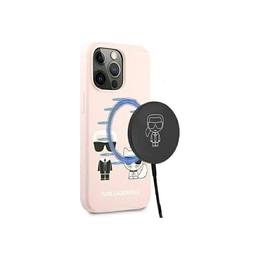 Karl Lagerfeld KLHMP13LSSKCI iPhone 13 Pro / 13 6.1" hard case light pink/light pink Silicone Ikonik Karl & Choupette Magsafe