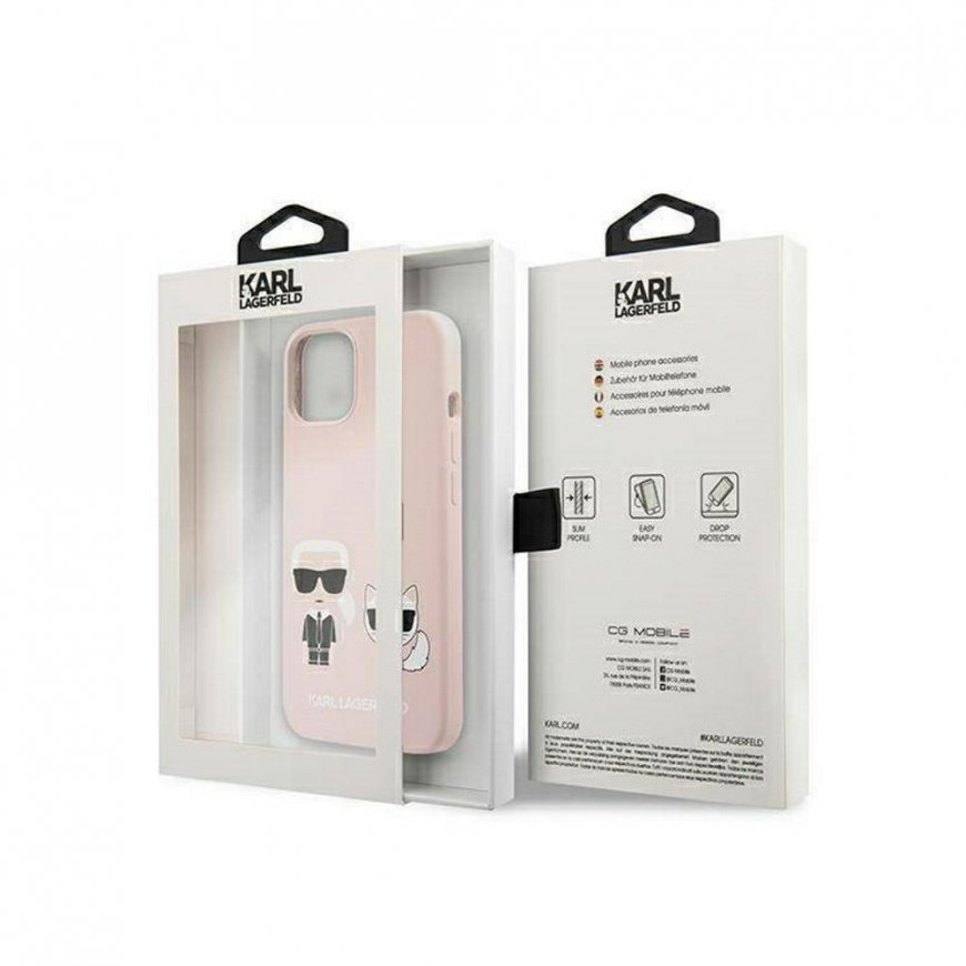 Karl Lagerfeld KLHMP13LSSKCI iPhone 13 Pro / 13 6.1" hard case light pink/light pink Silicone Ikonik Karl & Choupette Magsafe – 5