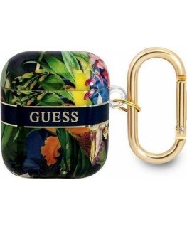 Guess Flower Strap Collection Protective Case for AirPods, Blue