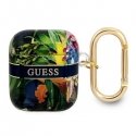Guess Flower Strap Collection apsauginis dėklas, skirtas AirPods, mėlynas