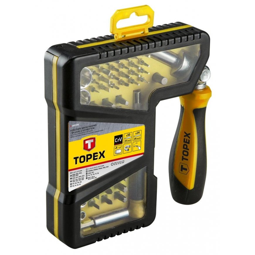 Topex screwdriver bits and sockets with handle, 68 pcs (39D346) – 3
