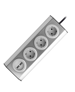 Orno Baldai, kitchen socket with USB charger, Velcro fastening with 1.5m cable - 3x2P + Schuko, 2xUSB, INOX with 1.5m cable.