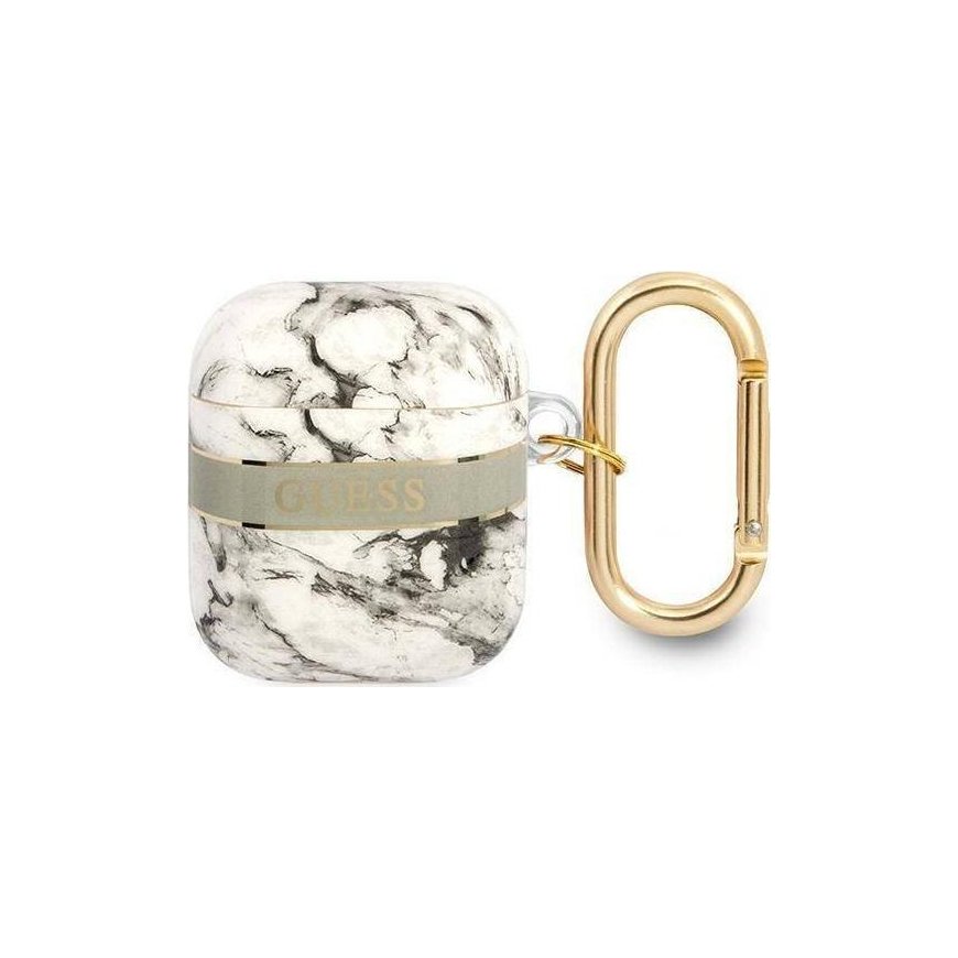 Guess Marble Strap Collection Protective Case for AirPods, Gray