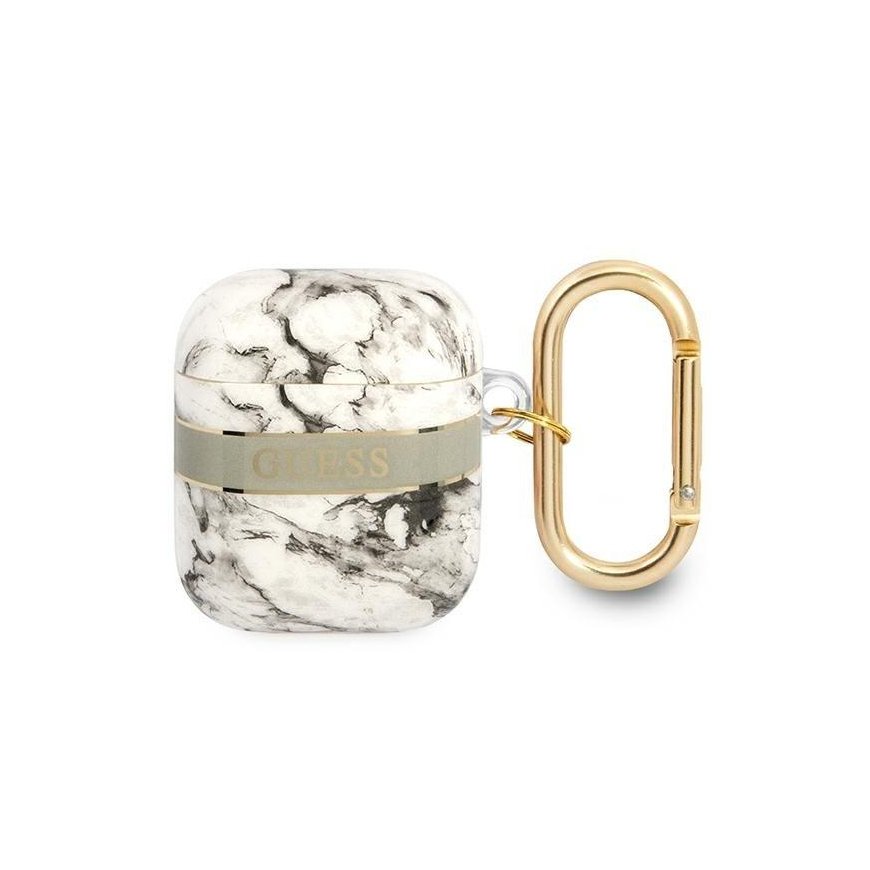 Guess Marble Strap Collection Protective Case for AirPods, Gray – 2