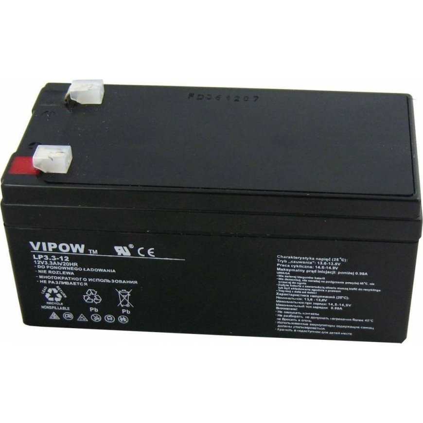 Švino akumuliatorius VIPOW 12V 3.3Ah – 3